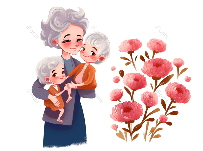 节日图片,母亲节元素,卡通PNG,妈妈免抠素材